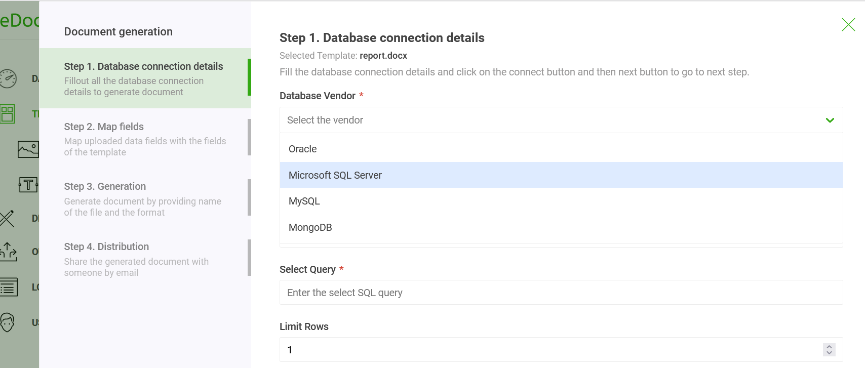 SQL Database Selection