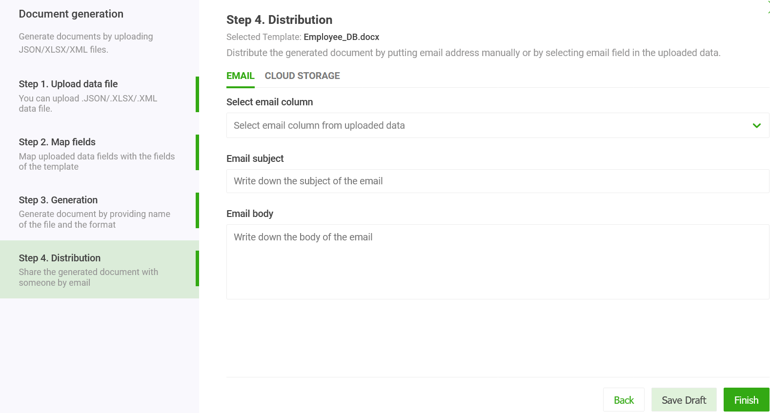 PDF invoices Email distribution