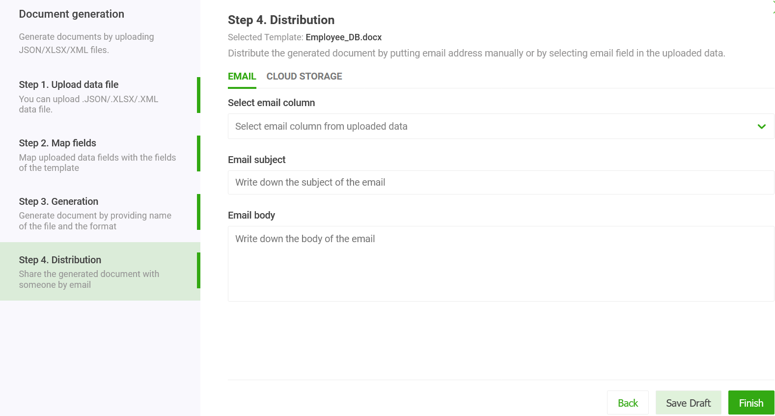 Document distribution with Email