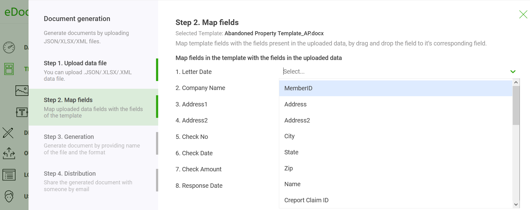 Oracle field mapping