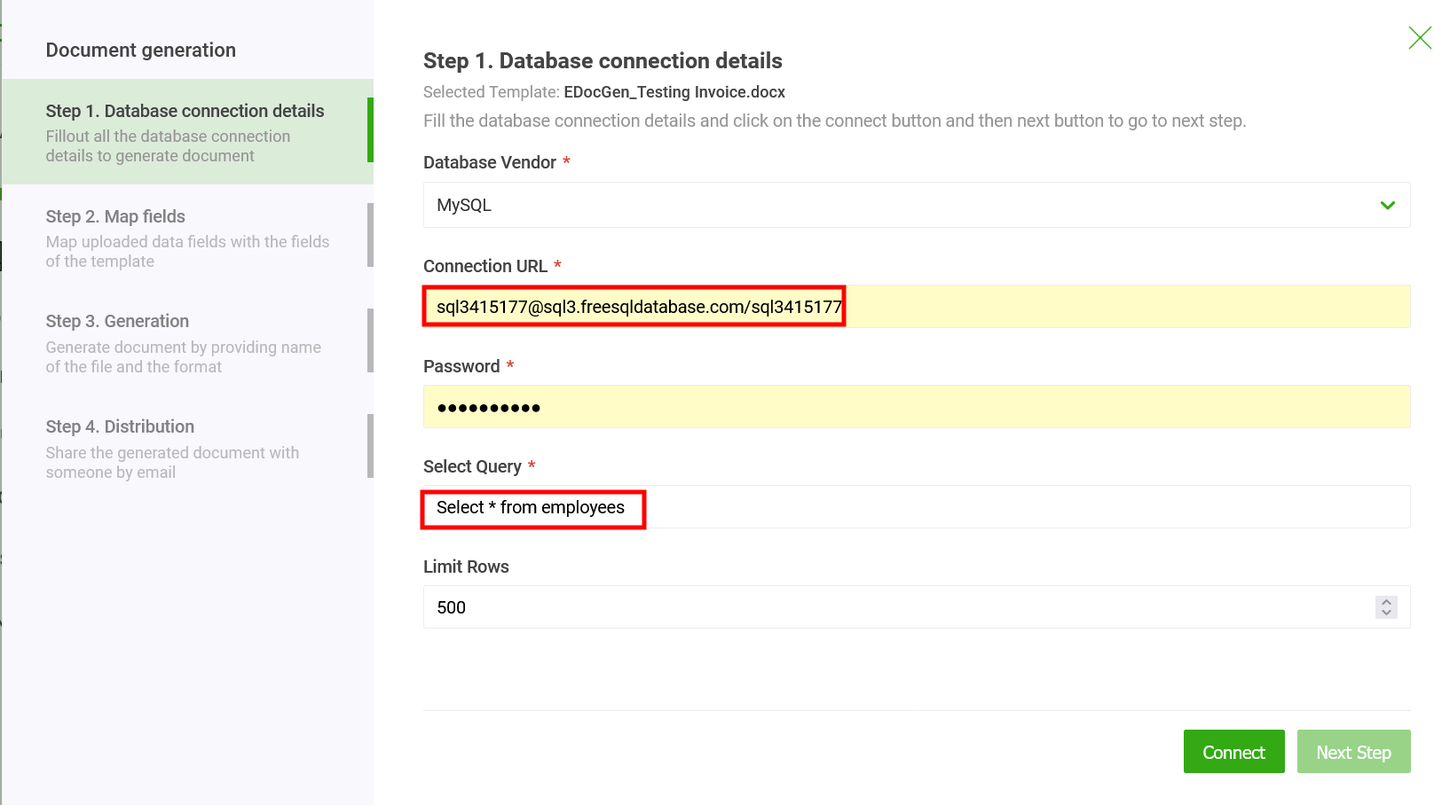 MySQL Database Connection