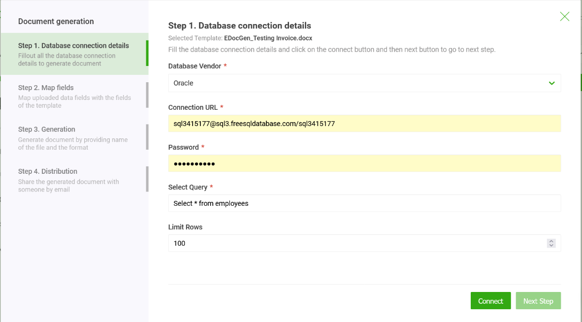 Document Creation from Database