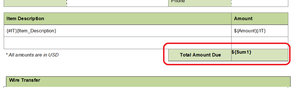 Invoice total